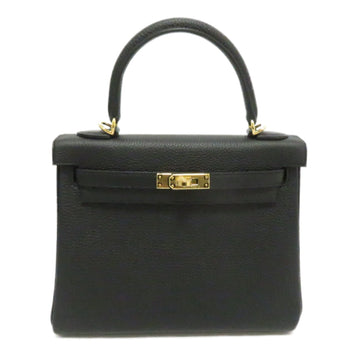 HERMES Kelly 25 handbag shoulder bag black G metal fittings Togo U engraved leather ladies