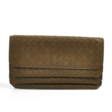 Bottega Veneta Long Wallet Intrecciato Brown Leather BOTTEGA VENETA Women's Men's 1823