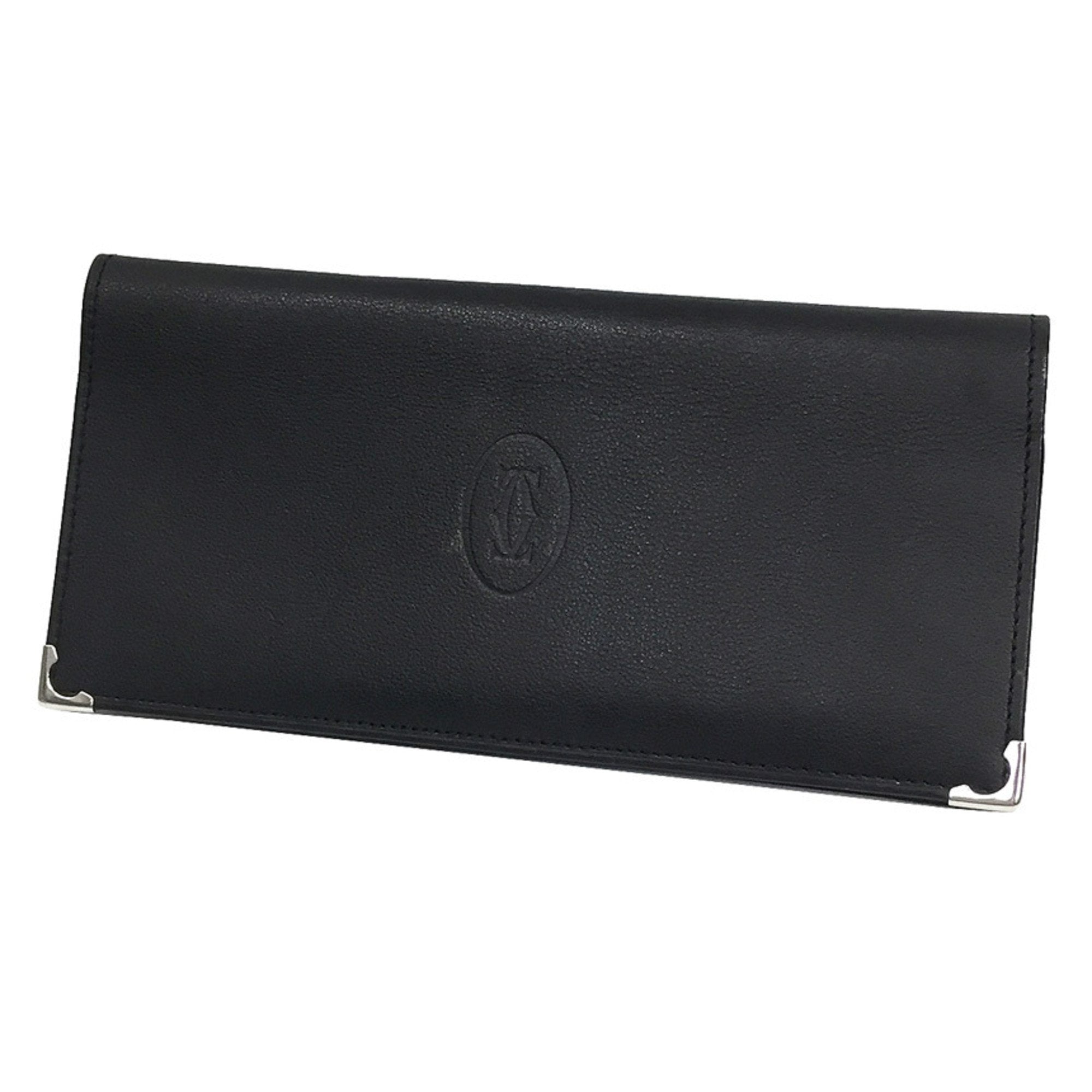 Cartier cabochon de wallet long L3000583 leather black men s