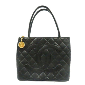 Chanel Caviar Skin Black Reprint Tote Numbers Coco Mark Handbag 0105 CHANEL