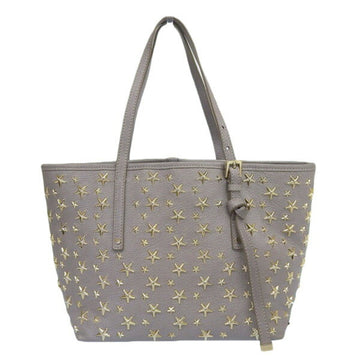 JIMMY CHOO Leather Star Studded Tote Bag Gray Ladies