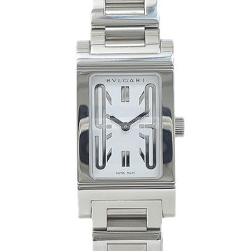 BVLGARI Retangolo Ladies White Dial SS Quartz Watch RT39S