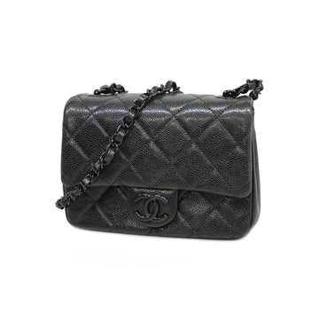 Chanel Matelasse Single Chain Women's Caviar Leather Shoulder Bag Black