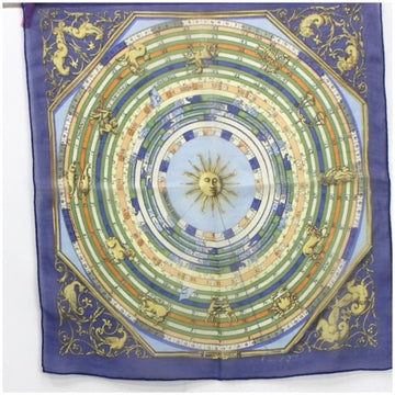 HERMES Silk Scarf Muffler Petite Carre DIES ET HORE [Astrology] Blue Chiffon  Women's