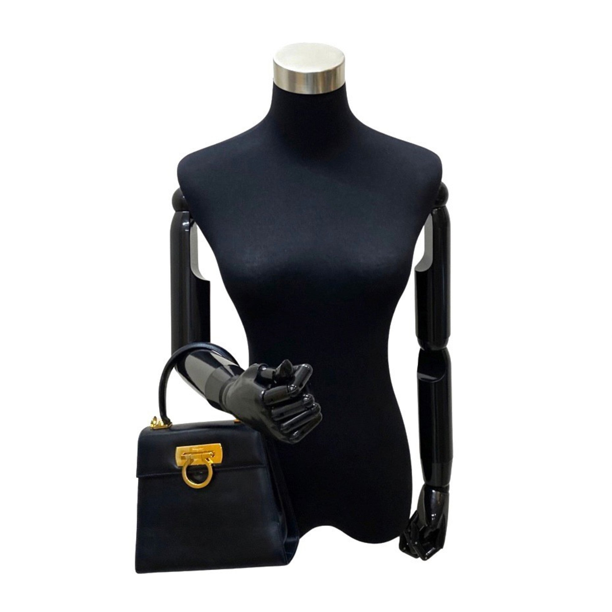 SALVATORE FERRAGAMO Gancini Calf Leather 2way Handbag Shoulder Bag Dar