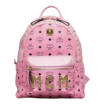 MCM Visetos Glam Rucksack Backpack Pink PVC Leather Ladies
