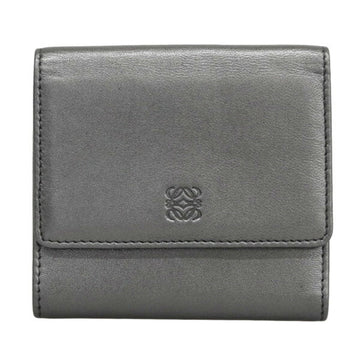 LOEWE leather anagram tri-fold wallet metallic gray