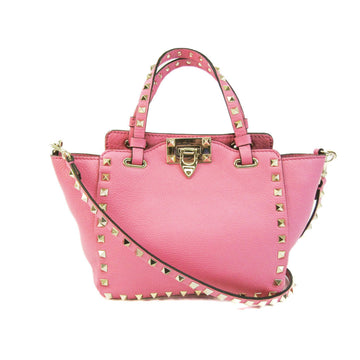 VALENTINO GARAVANI Garavani Rock Studs Women's Leather Handbag,Shoulder Bag Pink