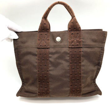 HERMES Handbag Yale Line Tote PM Brown Mini Bag Nylon Canvas Made in France Business Student Women's Men's