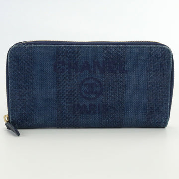 CHANEL Round Long Wallet Deauville A81977 Canvas Nylon Women's