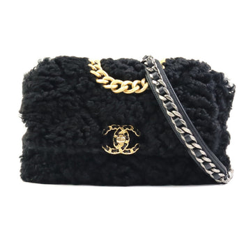 CHANEL Shoulder Bag 19 Mouton Black Women's AS1160