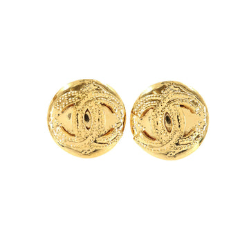 Chanel matelasse here mark earrings round type gold 94P vintage accessories Vintage Earrings