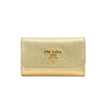 PRADA Saffiano Key Case 6 Rows Leather Gold 1M0222 Hardware