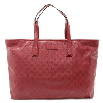 GUCCI GG Imprime Tote Bag Shoulder PVC Leather Wine Red Purple 211120