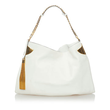Gucci tassel chain shoulder bag 290682 white leather ladies
