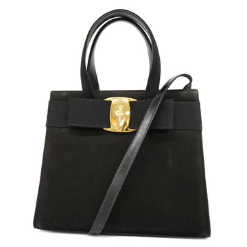 SALVATORE FERRAGAMOAuth  Vara 2 Way Bag Women's Suede Handbag,Shoulder Bag Black
