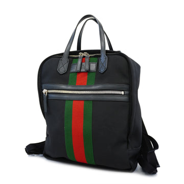 GUCCIAuth  Sherry Line Rucksack 429020 Women's Canvas Backpack Black