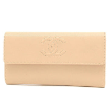 Chanel Coco Mark Purse Leather Beige A50070