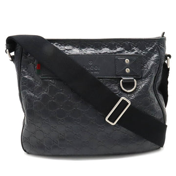 GUCCIsima Sherry Line Shoulder Bag Rubber Coated Leather Black 322080