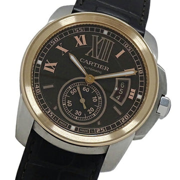 CARTIER Watch Men's Caliber de Date Automatic Winding AT Stainless SS PG Leather W7100051 Polished