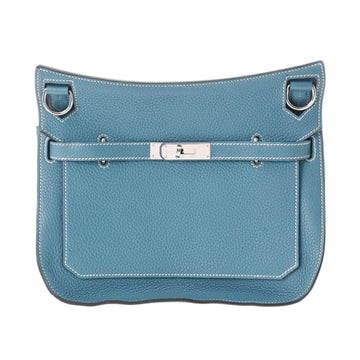 HERMES Gypsyere 28 Blue Jean Palladium Metal Fittings P Engraved [around 2012] Women's Taurillon Clemence Shoulder Bag