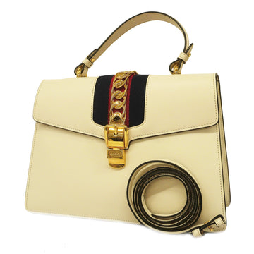 GUCCIAuth  2way Bag Sylvie 460381 Women's Leather Handbag,Shoulder Bag Ivory