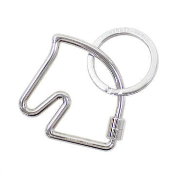 HERMES Key Ring Silver Stainless Steel  Ladies Men's 077216FJ Cheval Horse Motif Keychain