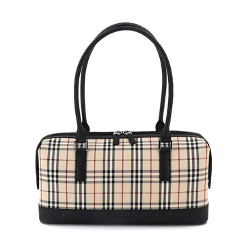 BURBERRY Nova check hand bag canvas leather beige black Hand Bag