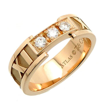 TIFFANY 750YG Atlas 3P Diamond Ladies Ring 750 Pink Gold