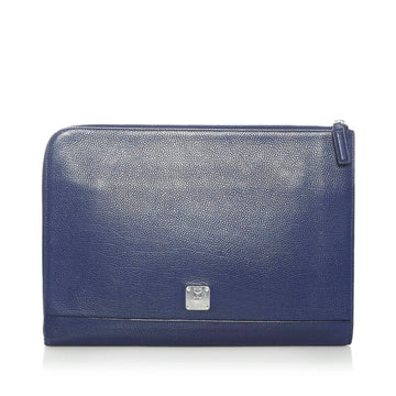 MCM Clutch Bag Navy Leather Men's