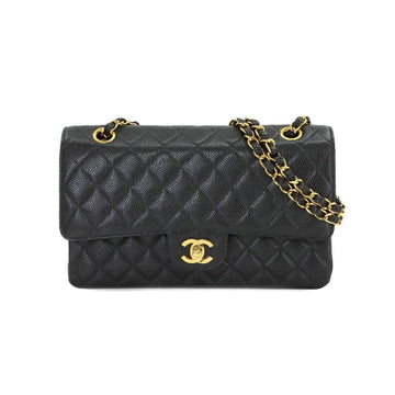 CHANEL Matelasse 25 Chain Shoulder Bag Caviar Skin Black A01112 Gold Hardware Coco Mark