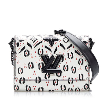 Louis Vuitton Twist MM Chain Shoulder Bag M50825 White Black Leather Women's LOUIS VUITTON