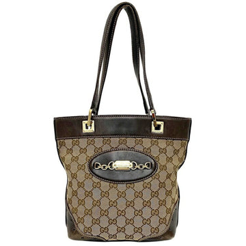 Gucci bag beige brown 145994 GG canvas leather GUCCI bucket handbag pen holder ladies