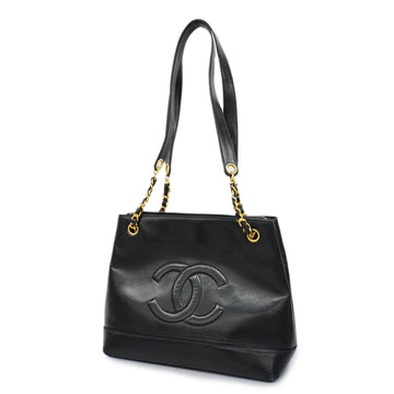 CHANELAuth  Chain Shoulder Women's Leather Shoulder Bag Black