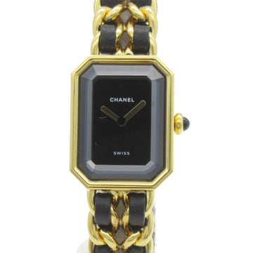 CHANEL Premiere M Wrist Watch Watch Wrist Watch H0001 Quartz Black Gold Plated leather H0001