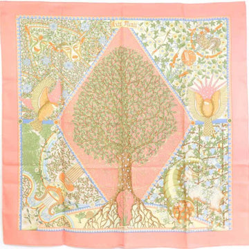 HERMES Scarf Carre 90 Axis Mundi World Central Silk Pink Multicolor Unisex 55129a