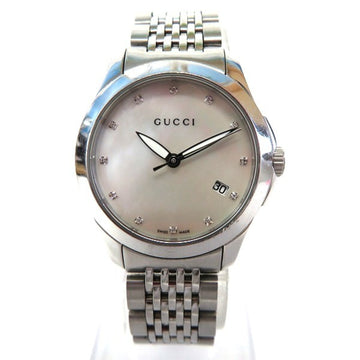 GUCCI G timeless 126.5 quartz shell dial watch ladies