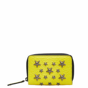 JIMMY CHOO Star Studded Coin Case Yellow Leather Women's