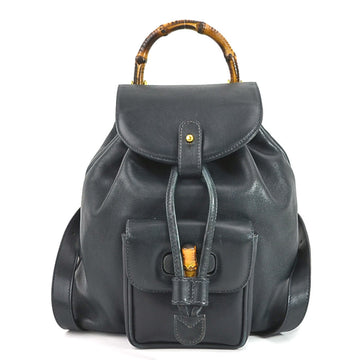 GUCCI rucksack bamboo leather navy gold ladies e55760j