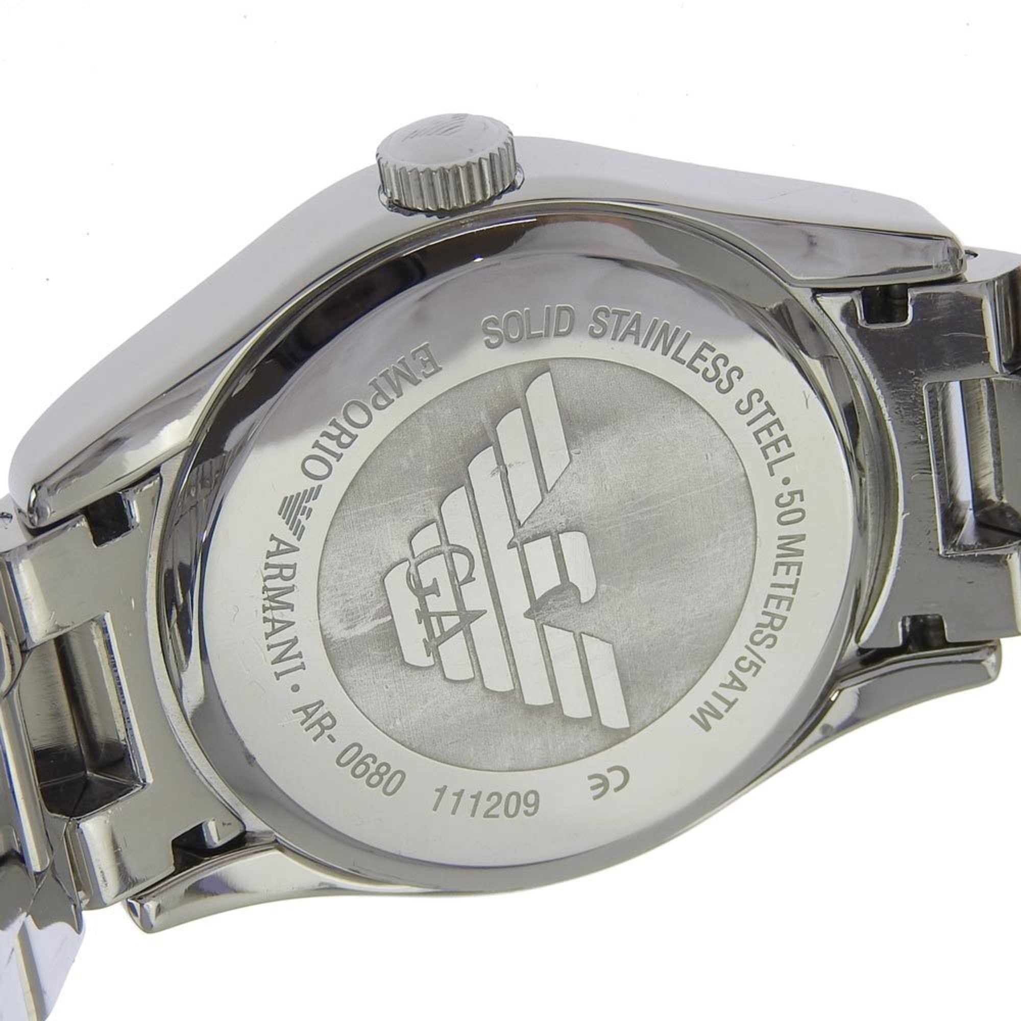 ARMANI Watch AR 0680 Stainless Steel Made in Italy Silver Quartz Analo