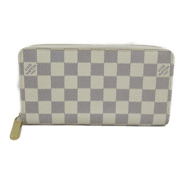 LOUIS VUITTON Zippy Wallet Round Long Wallet Ivory Damier Azur PVC coated canvas N60019