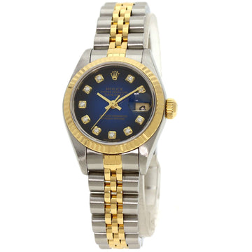 ROLEX 79173G Datejust 10P Diamond Blue Gradient Watch Stainless Steel SSxK18YG K18YG Women's