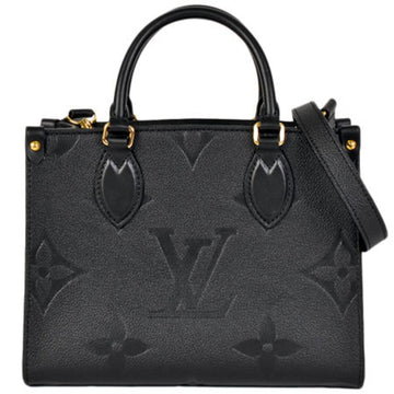 Louis Vuitton On The Go PM Tote Bag Shoulder Monogram Implant Leather Noir Handbag M45653