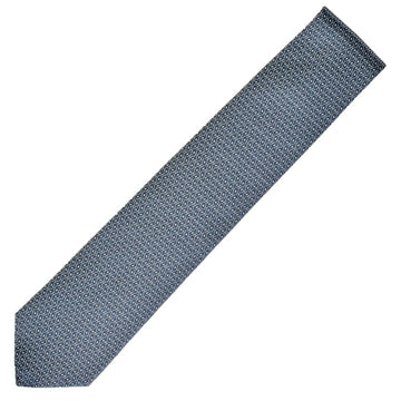 HERMES heavy silk tie 8cm H pattern 100% gray white H659254T 01