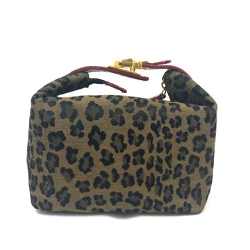 FENDI handbag leopard canvas/leather gold ladies