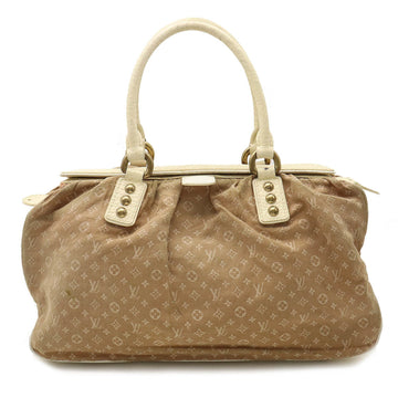 LOUIS VUITTON Monogram Run Trapeze GM Handbag Boston Bag Canvas Leather Camel M40060