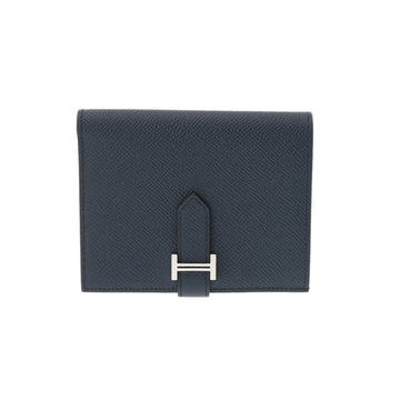 HERMES Bearn Blue Indigo Palladium Hardware U Engraved [Around 2022] Ladies Vaux Epson Bifold Wallet