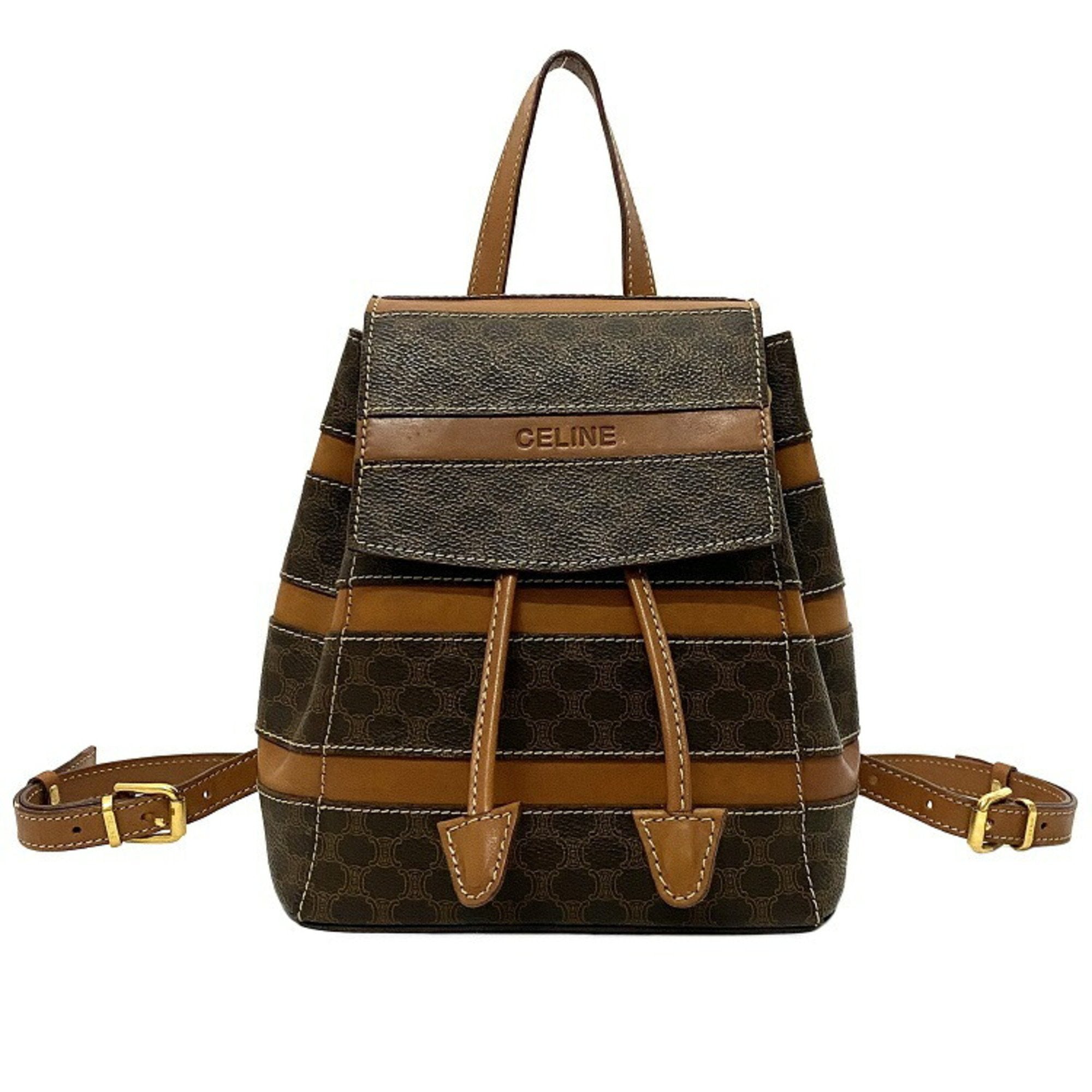 Celine Backpack Brown Macadam MC96 PVC Leather CELINE