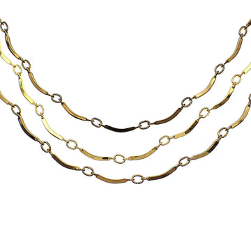 YVES SAINT LAURENT Design Necklace Women's GP Gold Triple Long