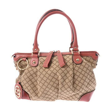 GUCCI Diamante Bag Beige Pink 247902 Women's Canvas Leather